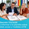 Reunión de profesionales para abordar el Real Decreto 723/2026, los protocolos frente al acoso laboral y las medidas de igualdad LGTBI en empresas.